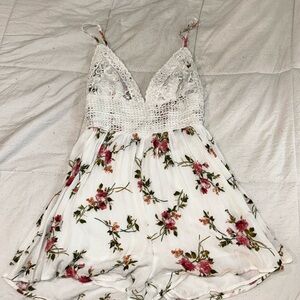 White Floral Tie Back Romper